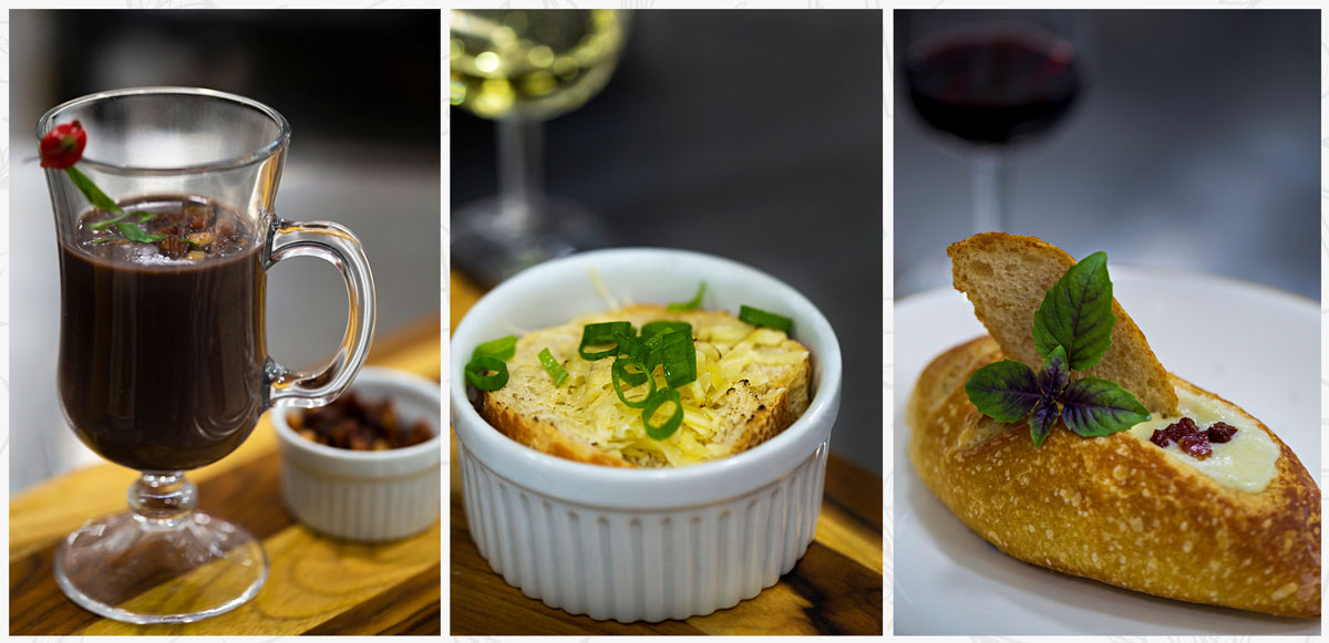 Dica de caldos, sopas e cremes da Chef Gourmet Santo Amaro. A imagem mostra fotos das três dicas.