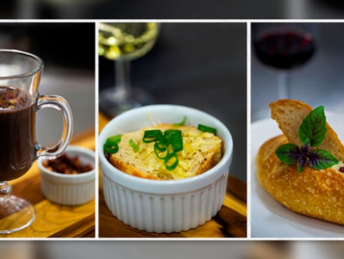 Dica de caldos, sopas e cremes da Chef Gourmet Santo Amaro. A imagem mostra fotos das três dicas.