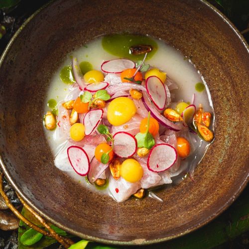 Foto mostra um prato de ceviche que será servido na 12ª edição do Pátio Gourmet
